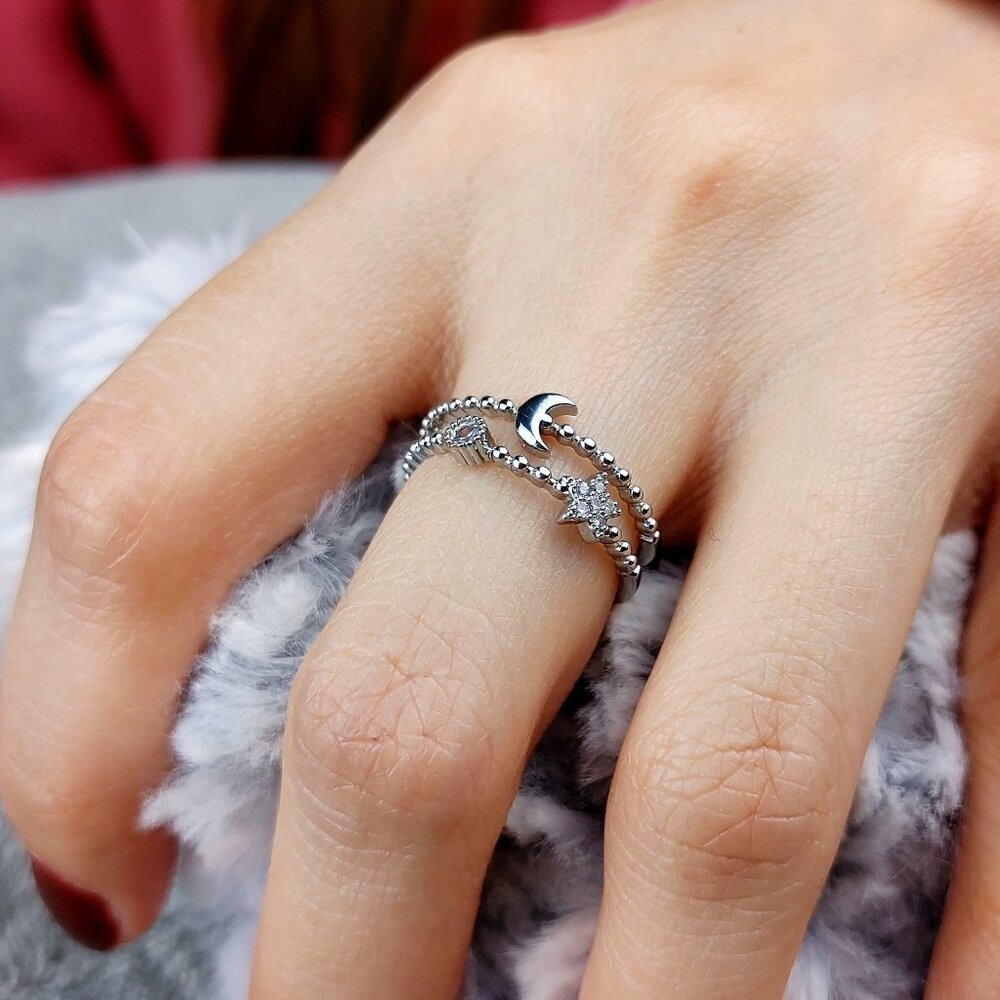 Moon & Star Celestial Ring